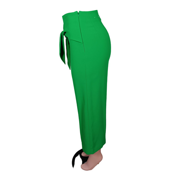 Express Culottes Pants Size 2R Green Wrap Attached Belt High Rise Side Zipper - Picture 3 of 9